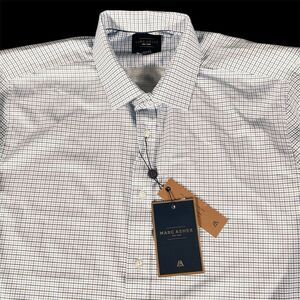 Marc Asher XL Mens Button Up Shirt Long Sleeve Quick Dry Wicking Blue White NWT